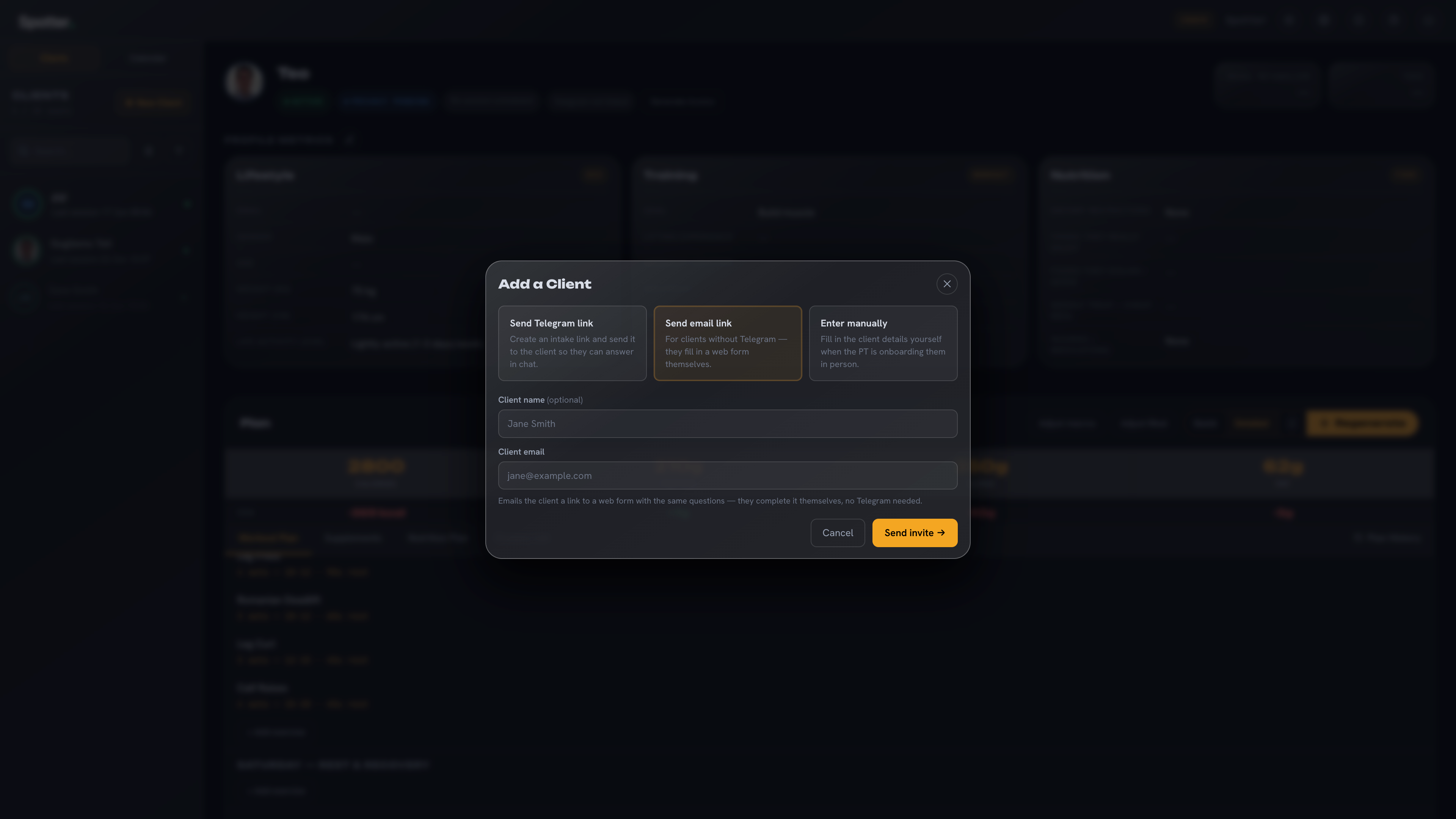 Invite a client