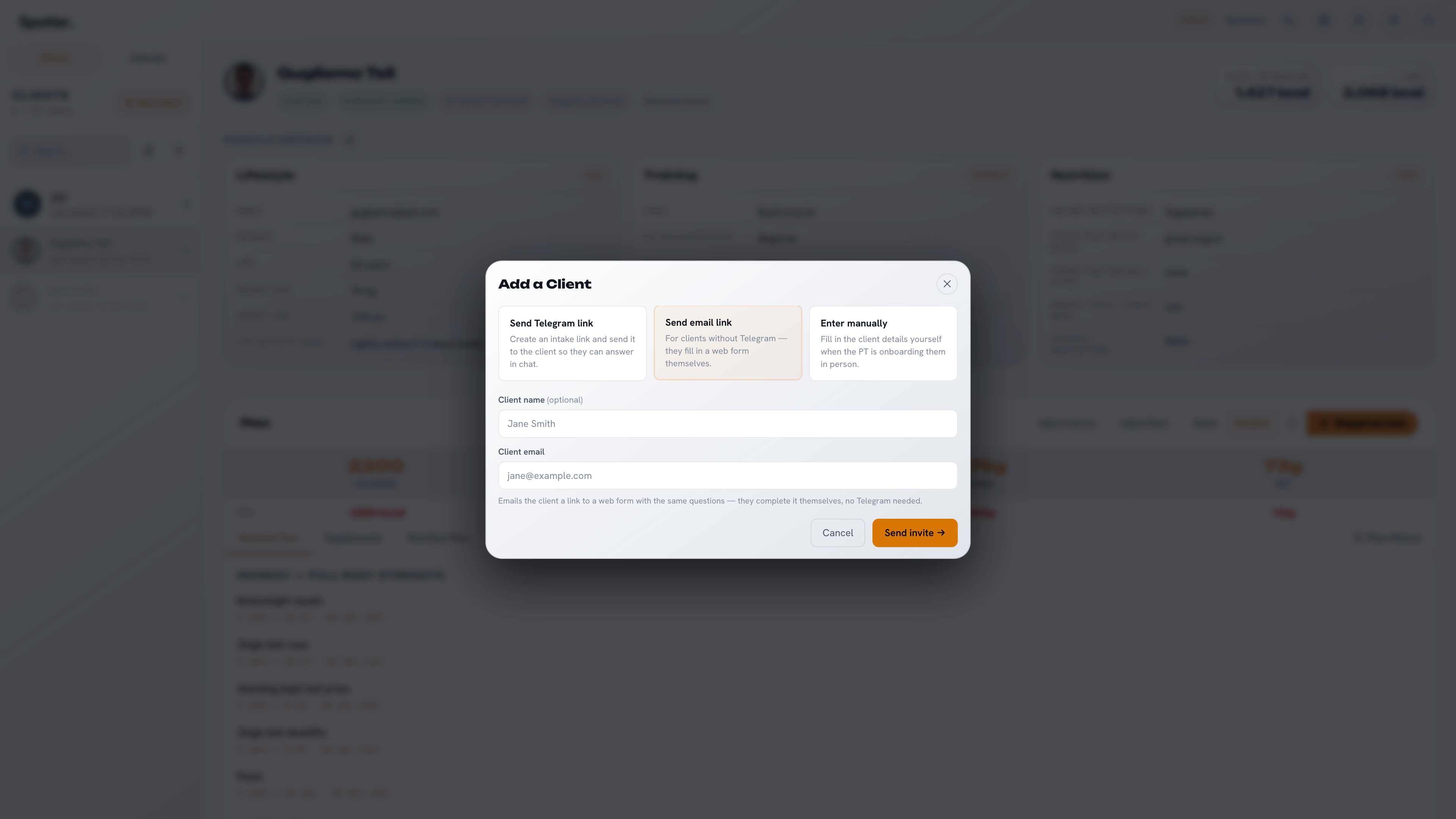Invite a client